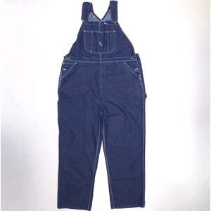 Vintage Sears Overalls Mens 46x32 Blue Denim Coveralls Workwear Roebucks